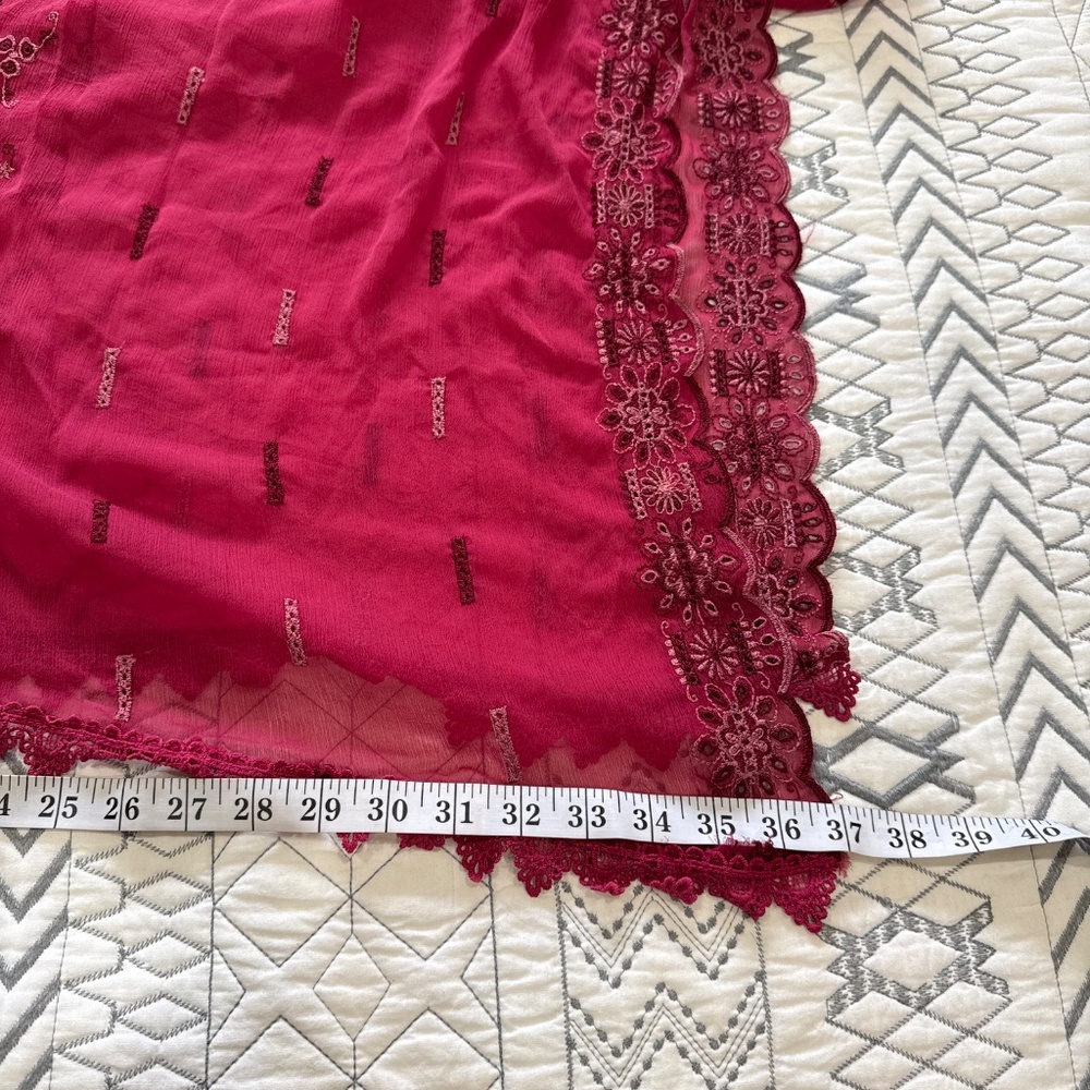 3 pc Cotton Chickenkari Embroidered Suit Chiffon Dupatta,Pakistani L - Picture 16 of 16